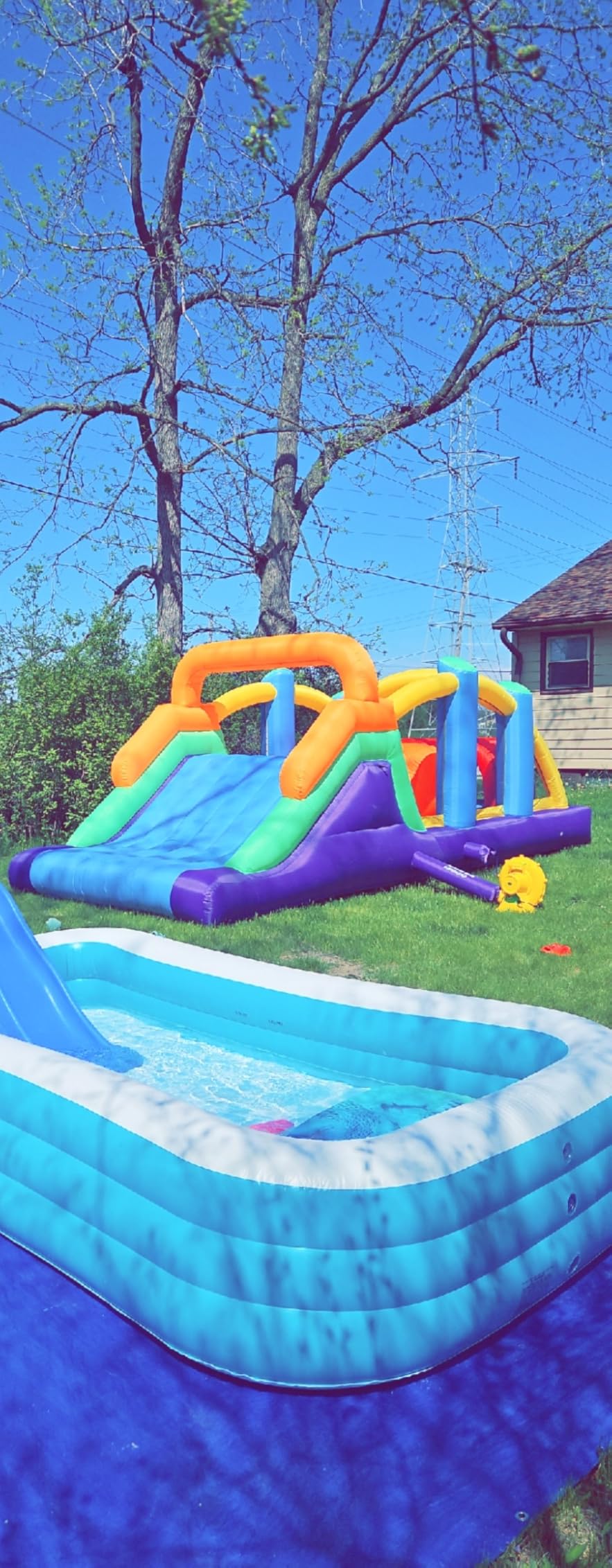 BESTPARTY Inflatable Obstacle Course Bounce House Castle with Large Slides Bounce Area and Obstacles Inflatable Bouncer House Jumper with Blower customer photo 1