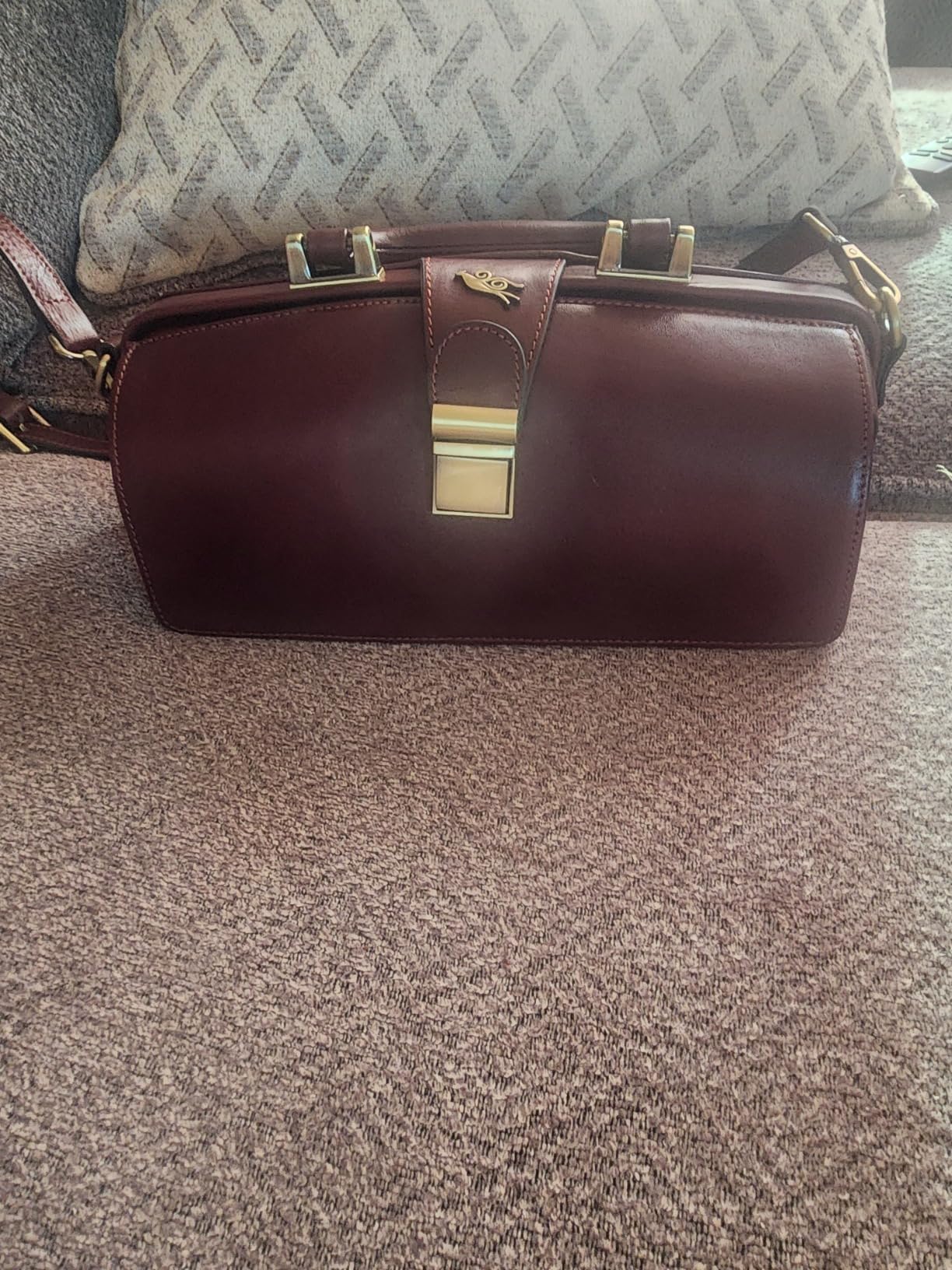 genuine leather handbag cowhide doctor bag brown shoulder bag buckle women's bag customer photo 1