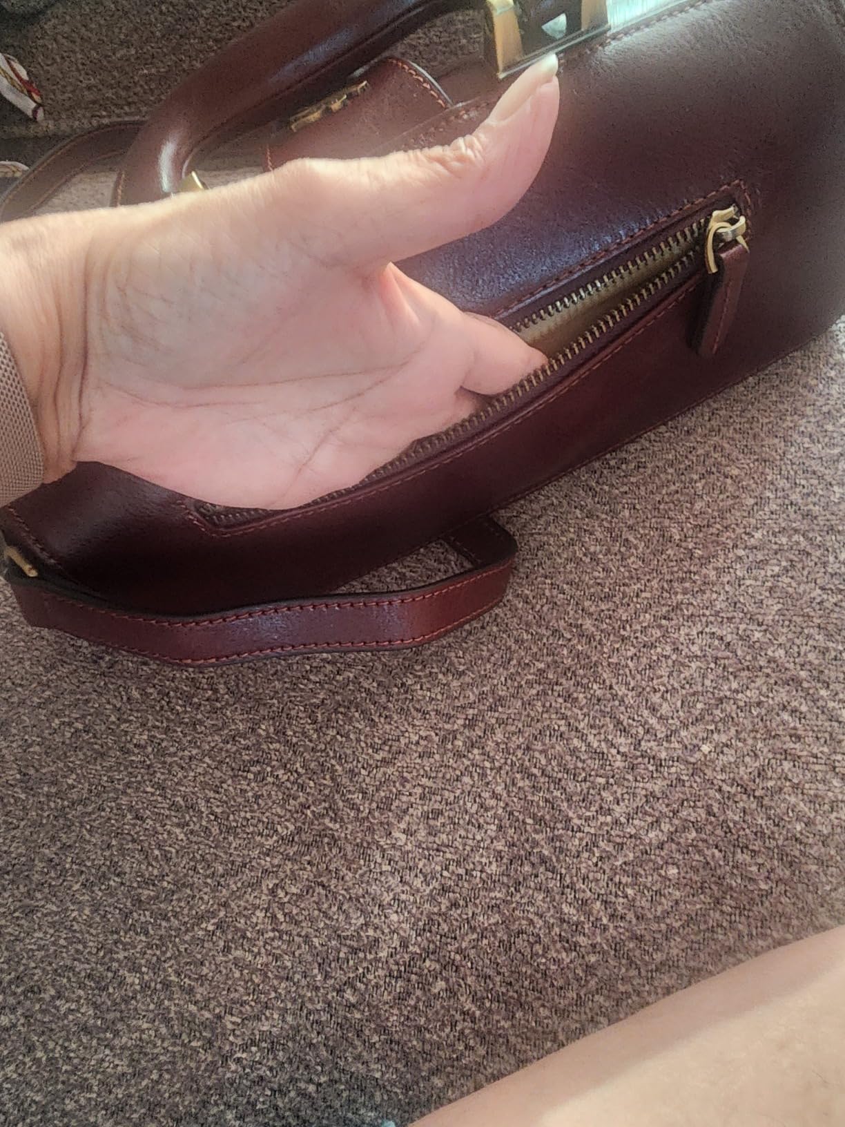 genuine leather handbag cowhide doctor bag brown shoulder bag buckle women's bag customer photo 2