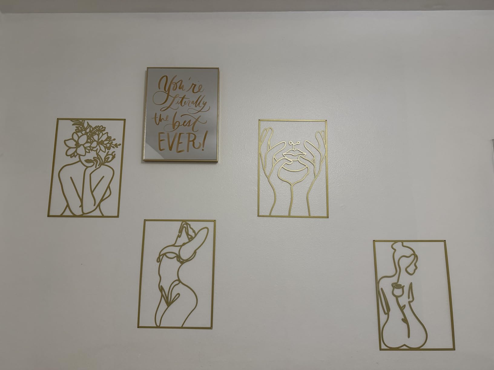 Glamativity 4 Pack Gold Wall Art Decor, Minimalist Single Line Real Metal Wall Art, Woman's Body Shape Abstract Wall Art (Gold Classic Style, 17 x 11.8'') customer photo 1