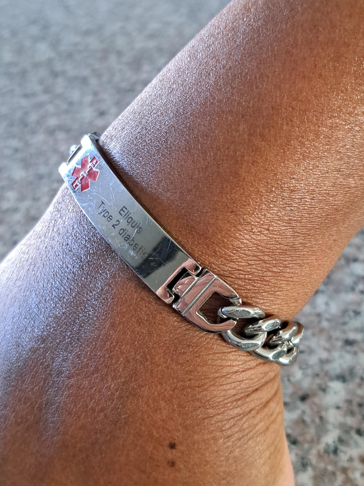 Custom Medical Alert Bracelet Engraved Emergency ID Stainless Steel Bracelets for Adults Men Women 7.5-8.5-9.8 Inch customer photo 1