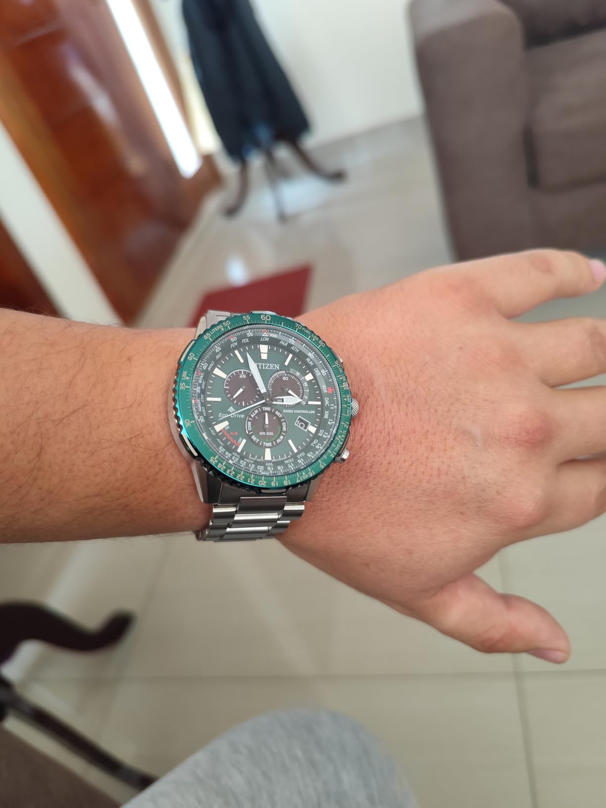 Citizen Eco-Drive Pilot Chronograph Watch with Atomic Timekeeping, 12/24HR, Power Reserve, Sapphire Crystal customer photo 1