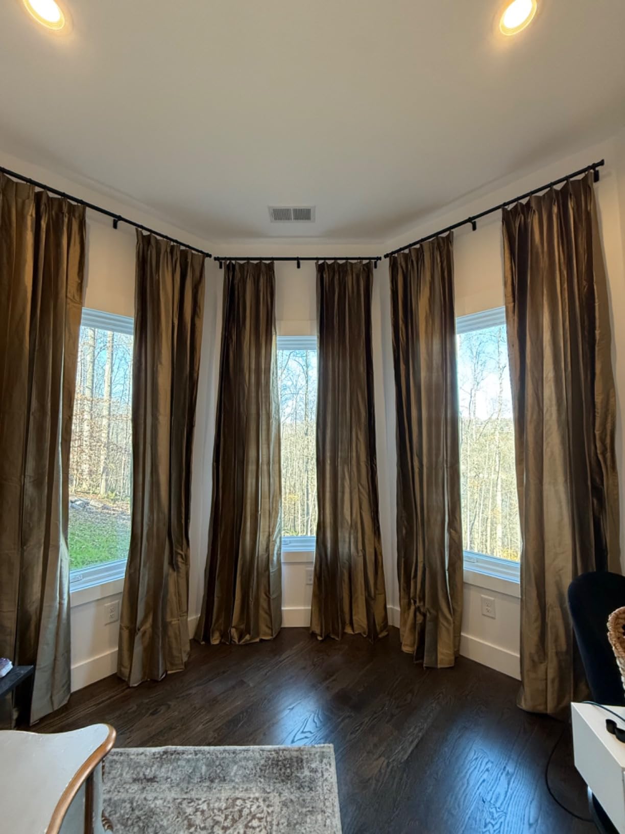 TWOPAGES Tan Pinch Pleat Light Filtering Curtain Drape for Living Room, 100% Dupioni Silk Window Curtain for Bedroom, 1 Panel, 26W x 90L Inch customer photo 1