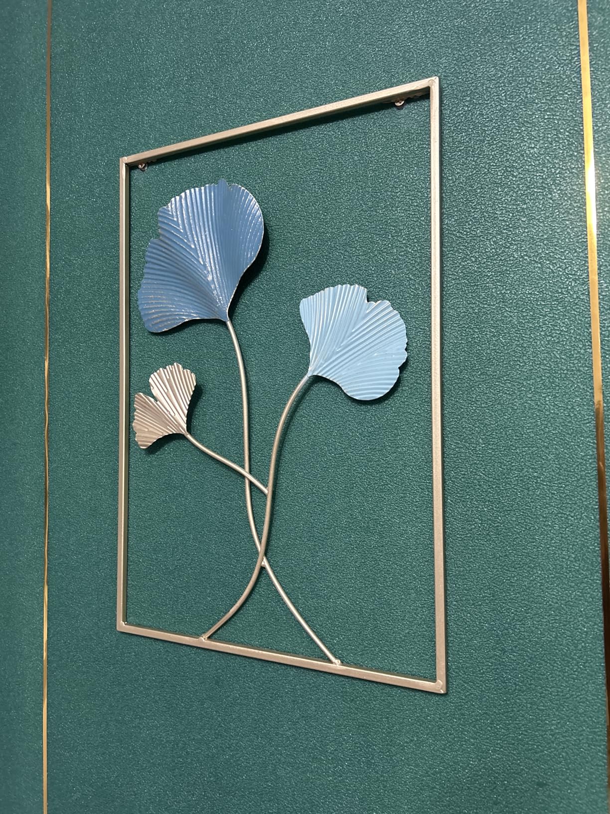 FUNTEREST Gold Leaf Wall Decor Modern Wall Art Home Decor, Set of 3 Metal Wall Hanging Decoration for Living Room Office Bedroom Hotel customer photo 1