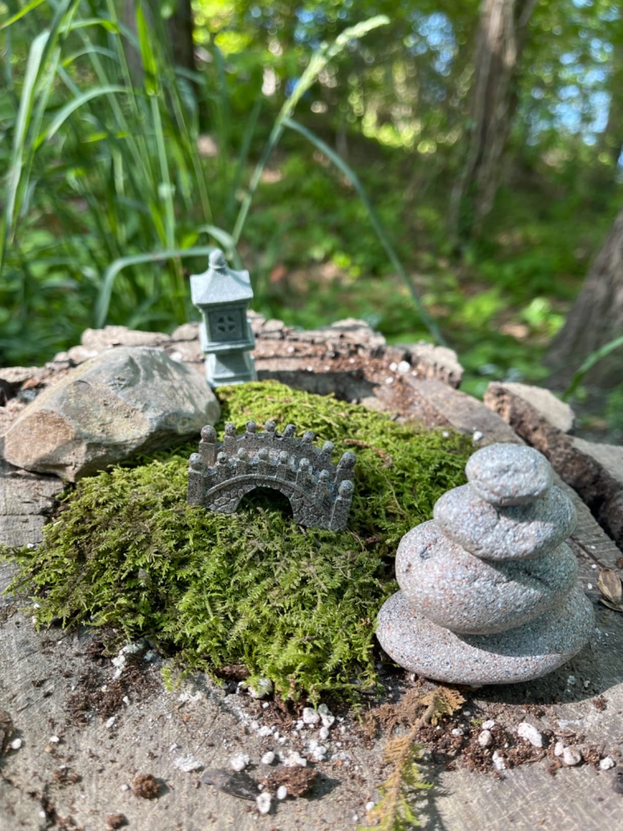 Meditation Zen Garden Accessories - Miniature Buddha Fairy Garden Kit Micro landscape Terrarium Kit DIY Japanese Mini Zen Garden Decor Chinese Potted Plant Culture Bonsai Decoration Bridge Pagoda customer photo 1
