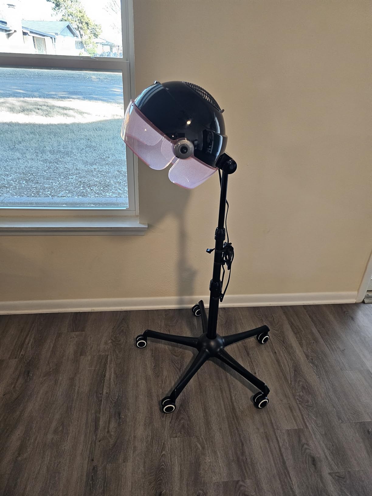 TASALON Ionic Hooded Hair Dryer, 1875W Professional Standing Hair Dryer Bonnet with 3 Temperature Settings, Height Adjustable Rolling Hair Dryer on Wheels, Sit Under Hair Dryer for Home and Salon, Pink customer photo 1