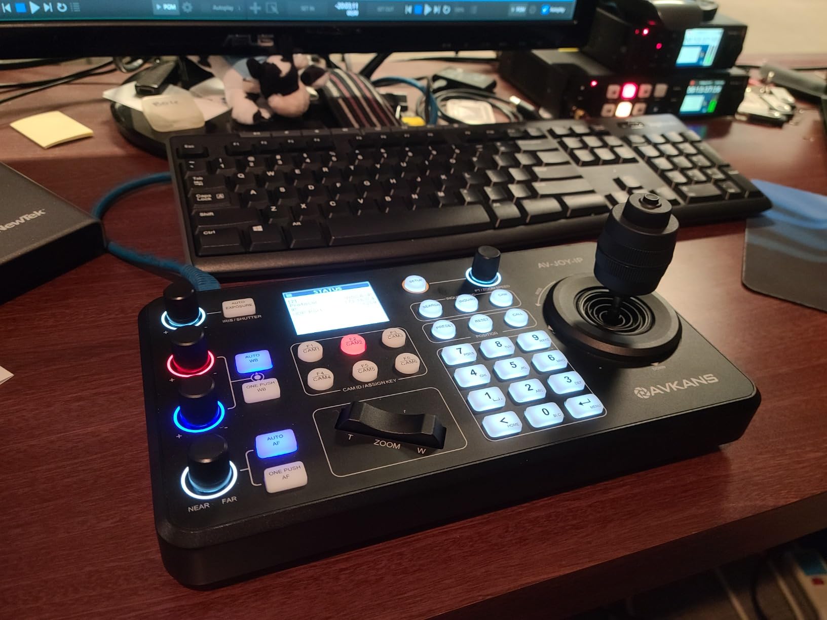 AVKANS PowerJoy PTZ Camera Joystick Controller, IP NDI PTZ Camera Controller Keyboard with 4D Joystick for Worship Church Live Streaming, NDI License Included customer photo 2