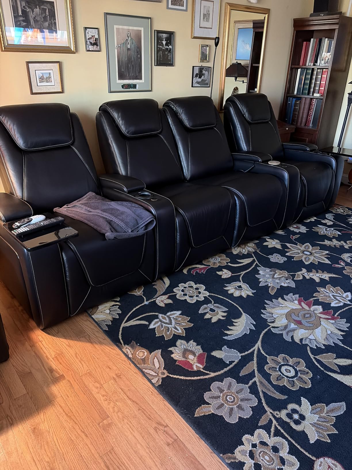 Seatcraft Paladin Home Theater Seating, Heat & Massage, Powered Headrest, Powered Lumbar, Italian Leather, Powered Recline, Single Recliner, Brown customer photo 1