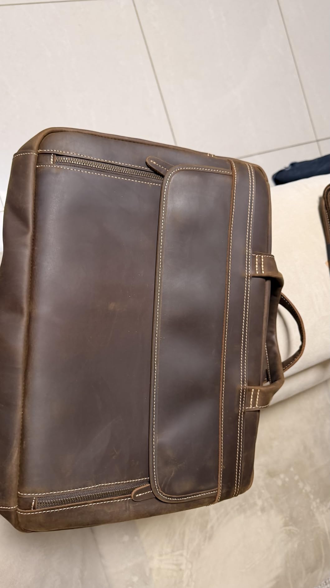 Masa Kawa Leather Briefcase for Men 15.6 and 17 Inch Laptop Computer Case Business Travel Work Messenger Cross Body Shoulder Bag customer photo 2