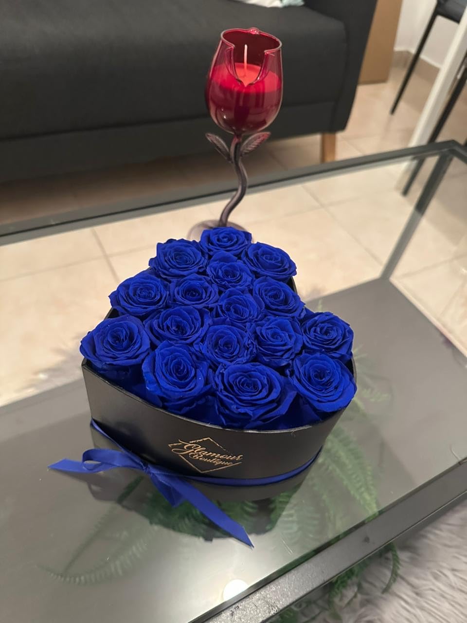 GLAMOUR BOUTIQUE 27 Flower Forever Heart Shape Box, Eternal Preserved Roses Gift for Her, Lasting Flowers, Premium Floral Heart Box for Birthday, Anniversary or Valentine's Day, Red (Color-Treated) customer photo 1