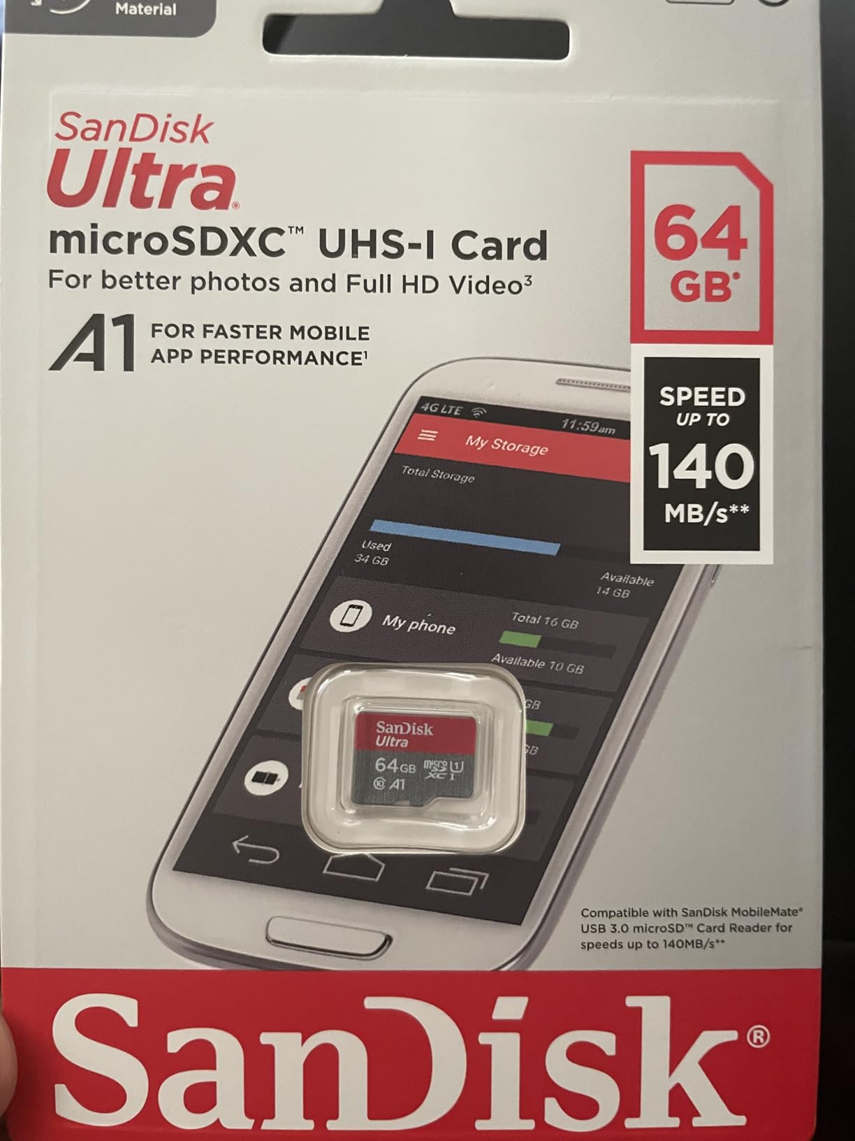 SanDisk 128GB Ultra microSDXC UHS-I Memory Card - Up to 140 MB/s, C10, U1, Full HD, A1, Micro SD Card - SDSQUAB-128G-GN6MN customer photo 1