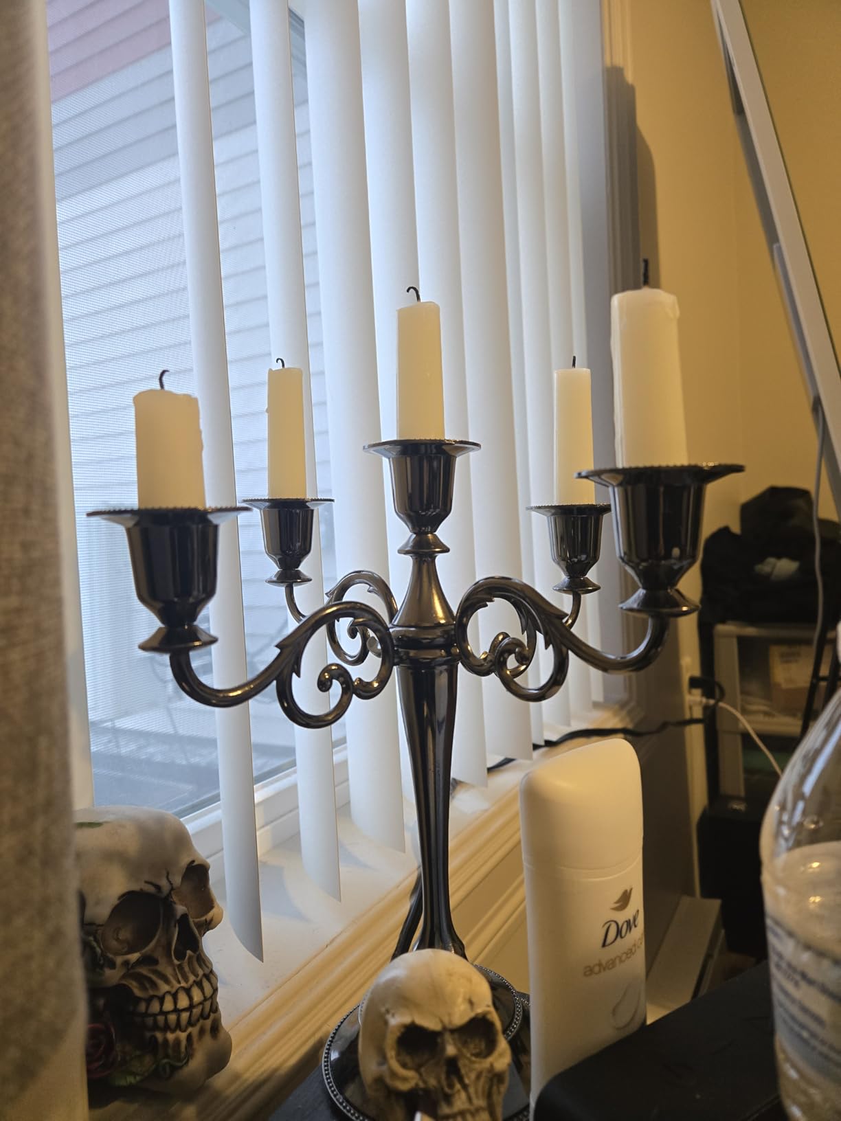 5-Candle Metal Candelabra 10.3 Inch Tall Candlestick Candle Holders, Bronze Tulip customer photo 1