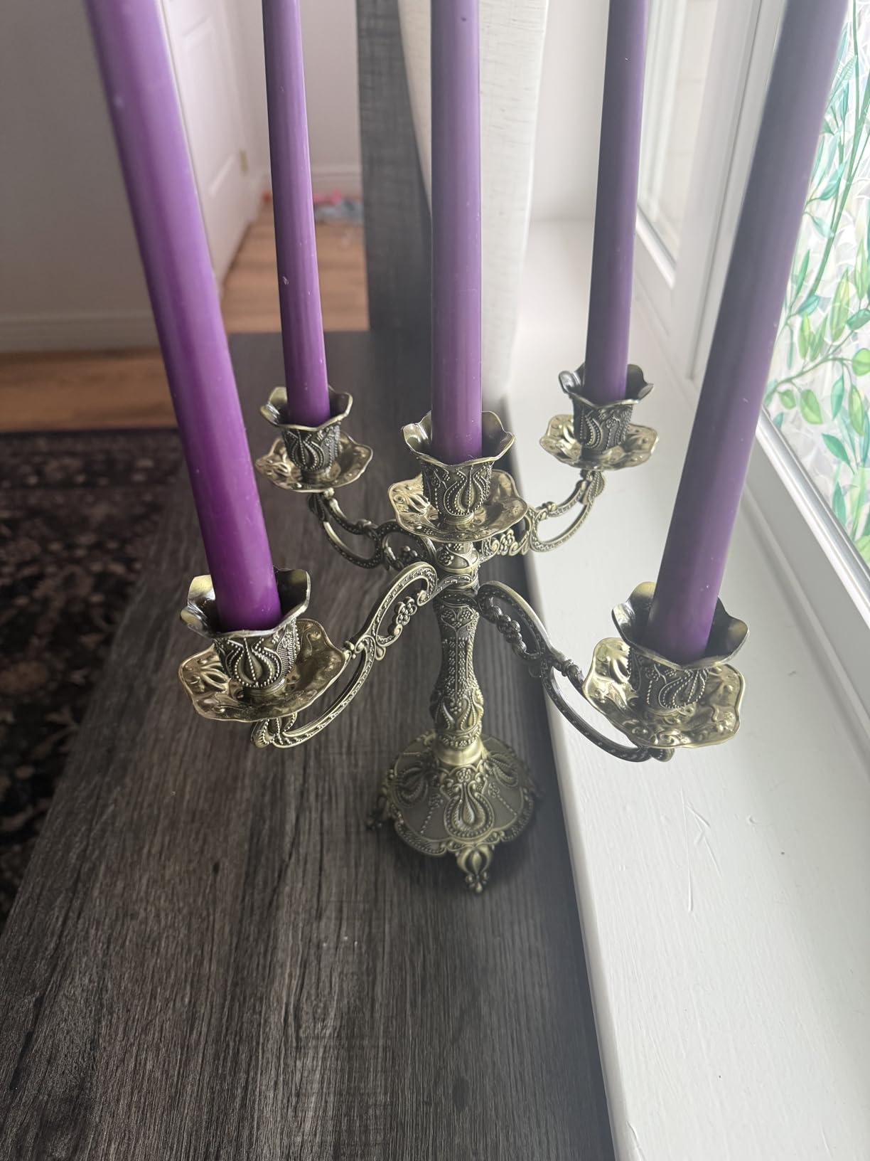 5-Candle Metal Candelabra 10.3 Inch Tall Candlestick Candle Holders, Bronze Tulip customer photo 2