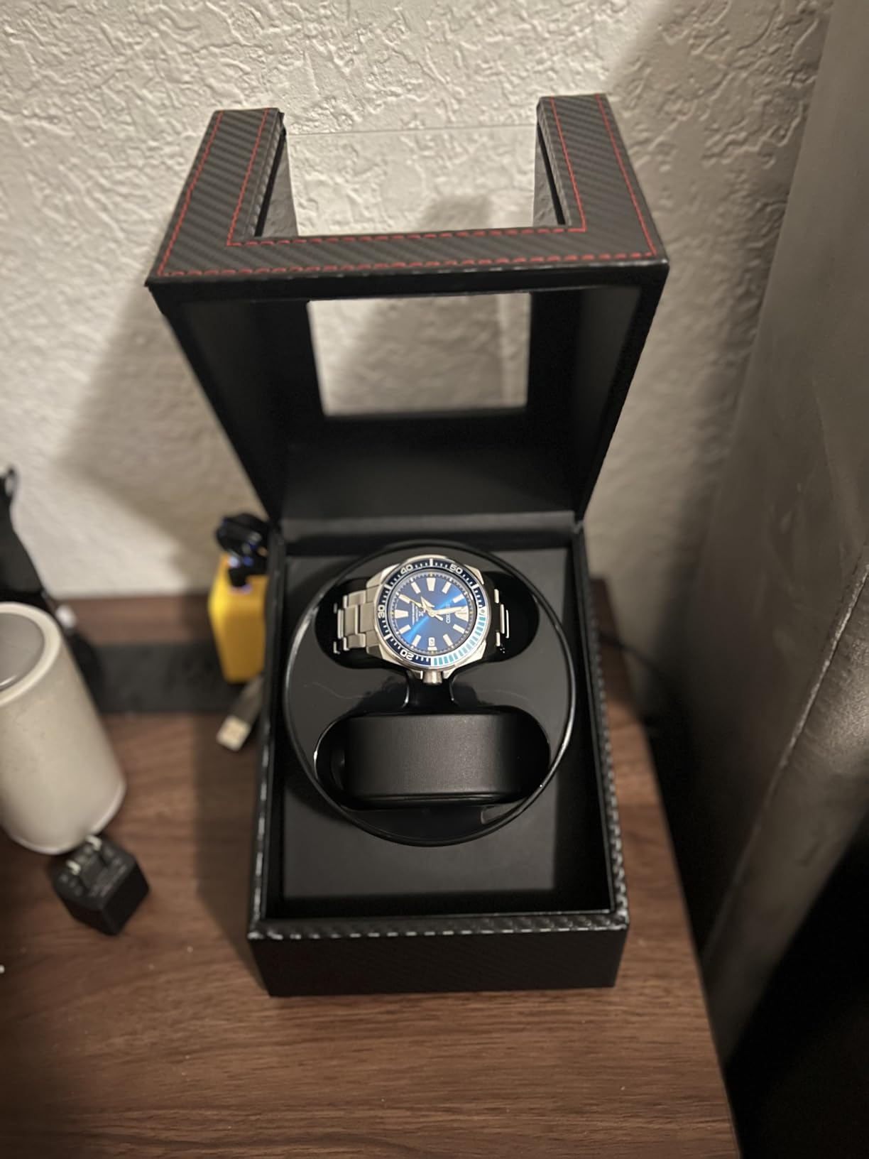 Mcbazel Watch Winder for Automatic Watches, Double Automatic Watch Winder Box with Quiet Japan-made Motor, 2 Slots (Black PU Leather) customer photo 1