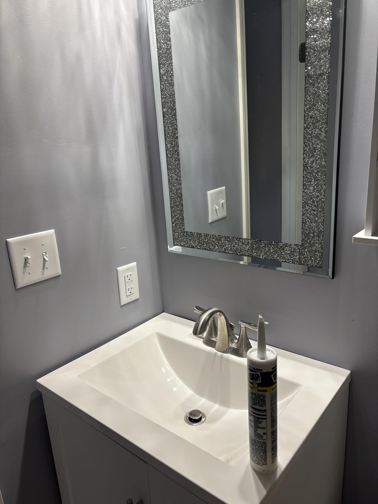Ruomeng Wall Mirror Rectangular Crystal Crush Diamond Mirror for Home Decoration Accent Mirror for Bathroom, Entryway and Bedroom, 20