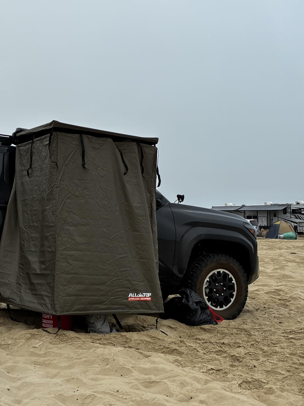 ALL-TOP Awning Shower Room w/Foldable Floor Mat, 3.3ft x 3.3ft, Privacy Shelter Restroom w/Roof, LED Light, Drain Pipe, Carside Bathroom customer photo 1