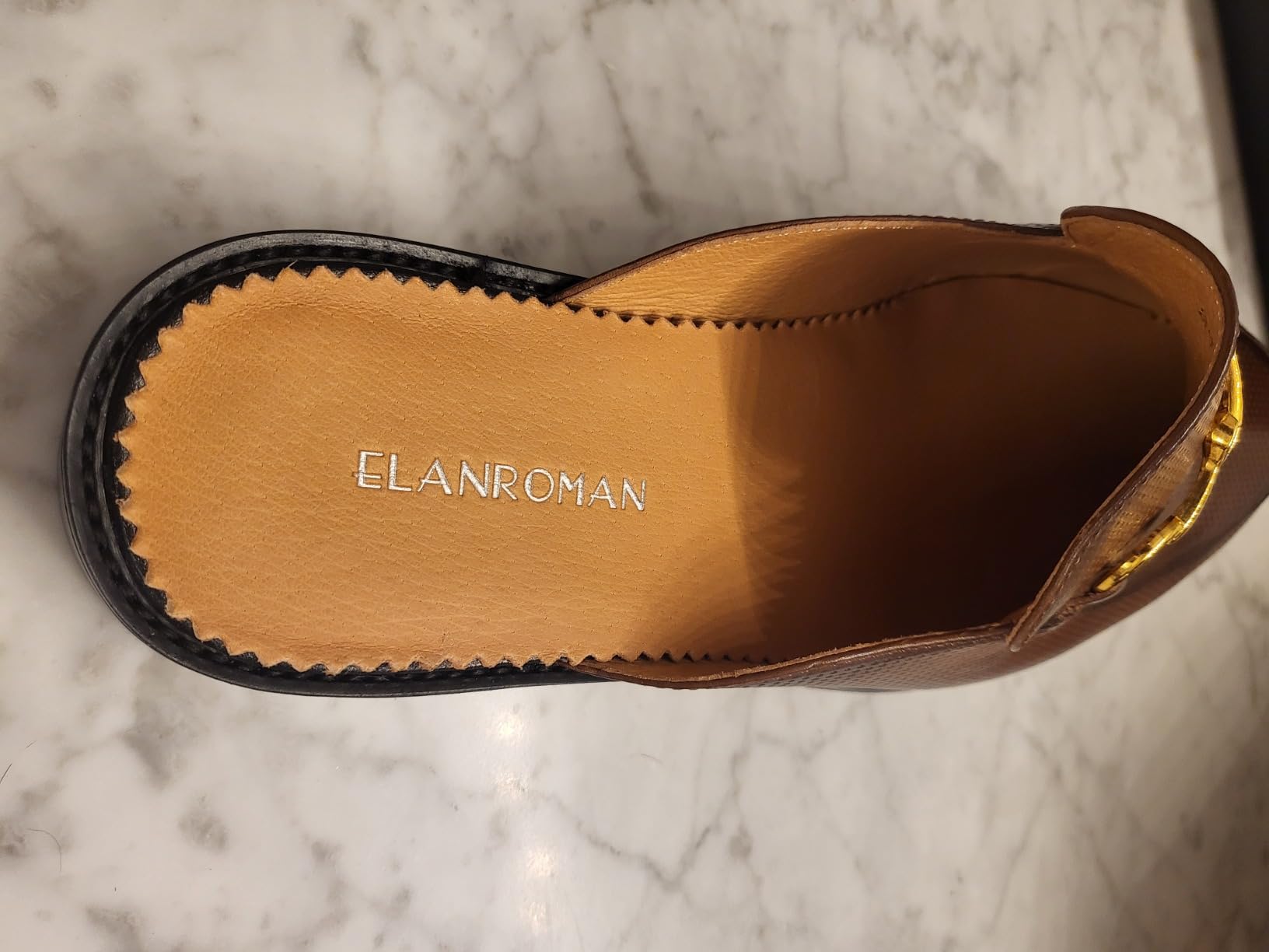 Men's Loafers Backless Genuine Leather Mules Horse Buckle Shoes customer photo 2