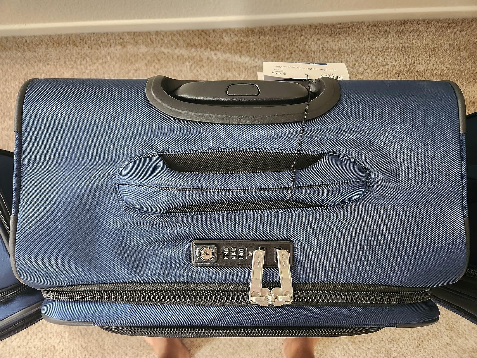DELSEY PARIS Sky Max 2.0 Softside Expandable Luggage with Spinner Wheels, Blue, 2-Piece Set (21/24) customer photo 2
