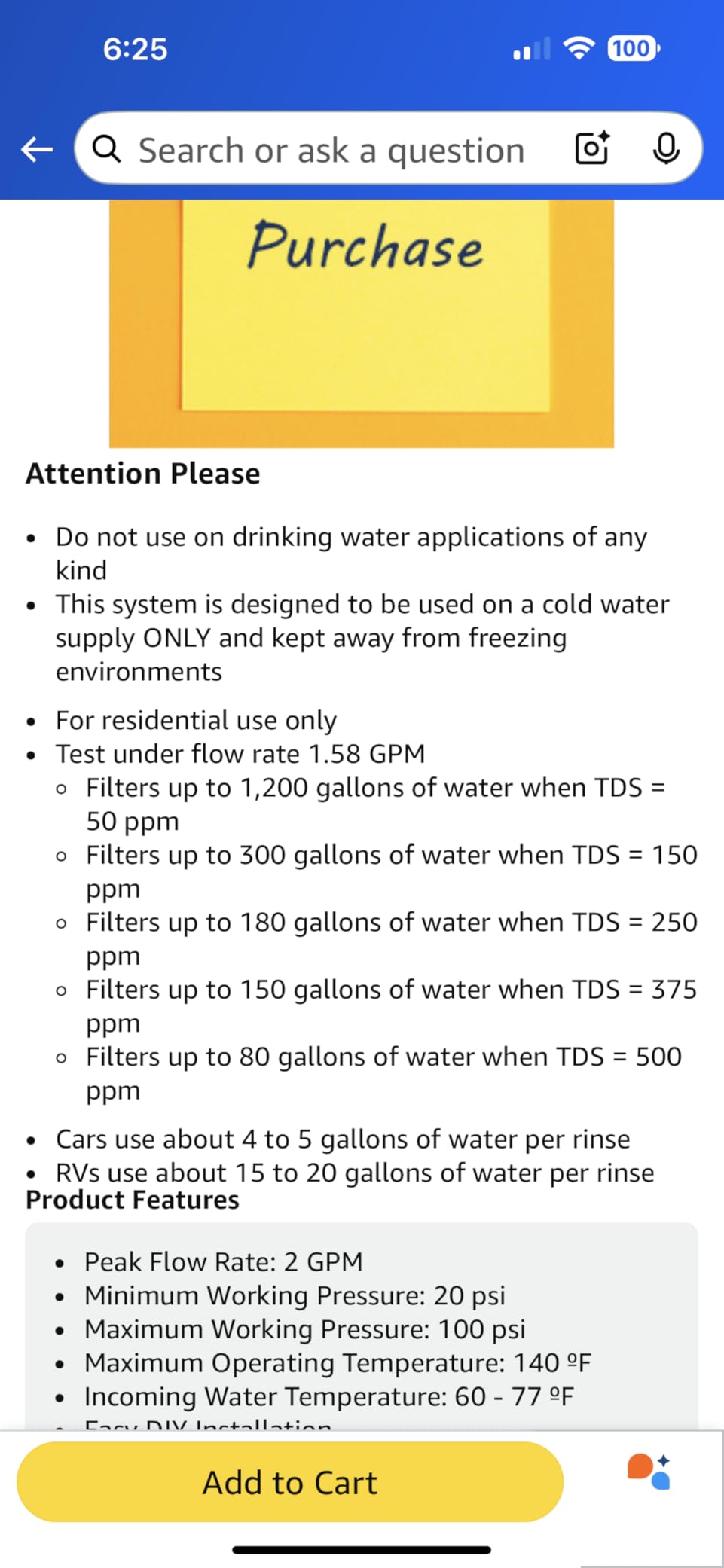 Spotless Water System for Car Wash, Deionized Water System with Rolling Cart, Spot Free Solutions for All Vehicles, Motorcycles, RV, Bikes, Boats, Yachts, and Windows, Model: WGB22BD customer photo 1