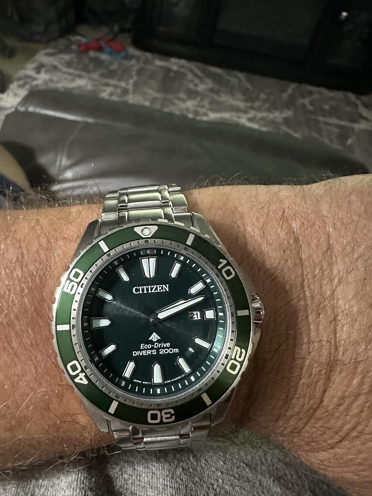 Citizen Men's Promaster Dive Eco-Drive Green Dial, ISO Certified 200M Diver, Stainless Steel with Green Accent Design (Model: BN0199-53X) customer photo 1