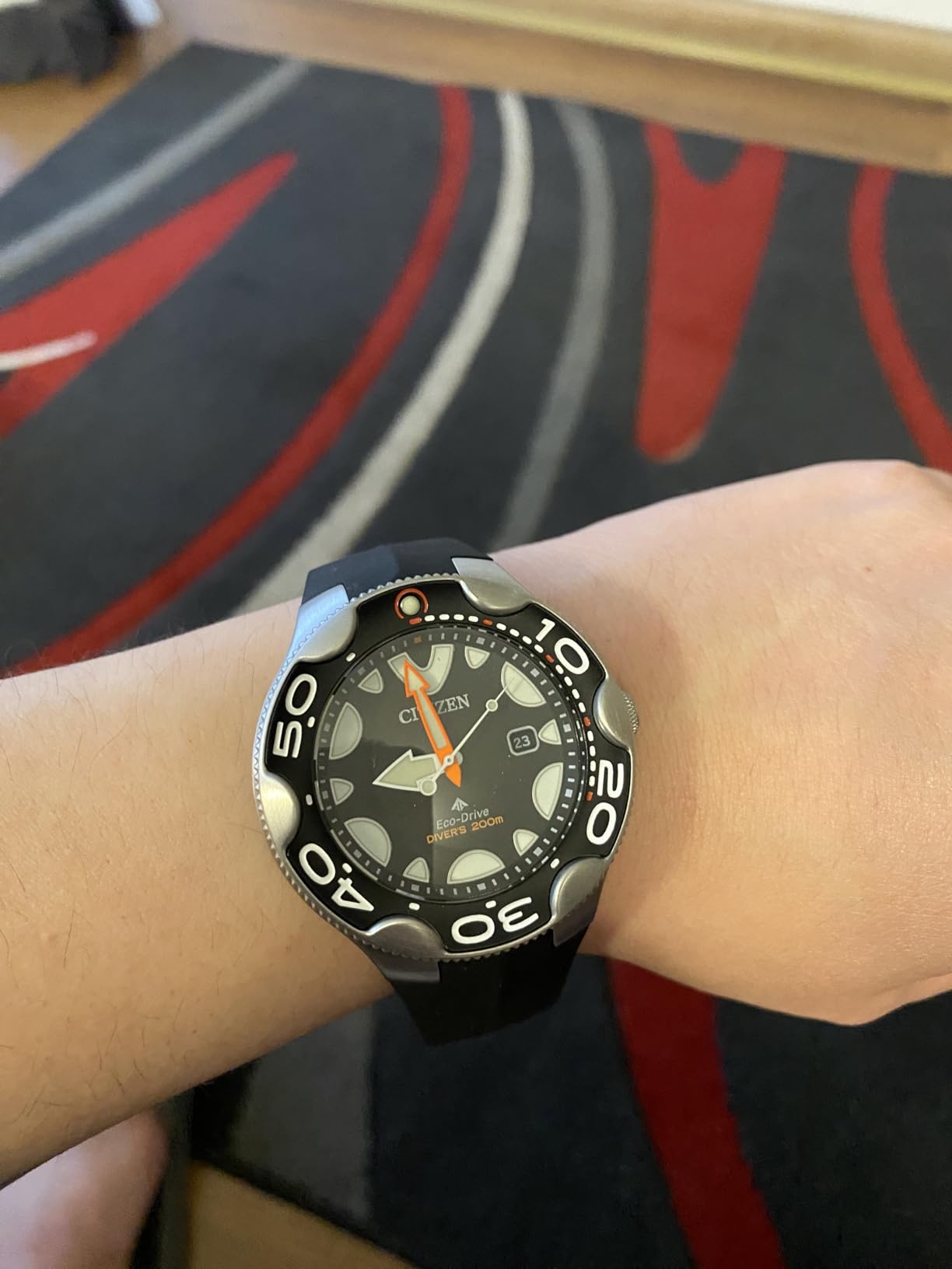 Citizen Promaster Dive Eco-Drive Orca Watch, Stainless Steel Case, Black Polyurethane Strap, 3-Hand, ISO Compliant (Model: BN0230-04E) customer photo 1