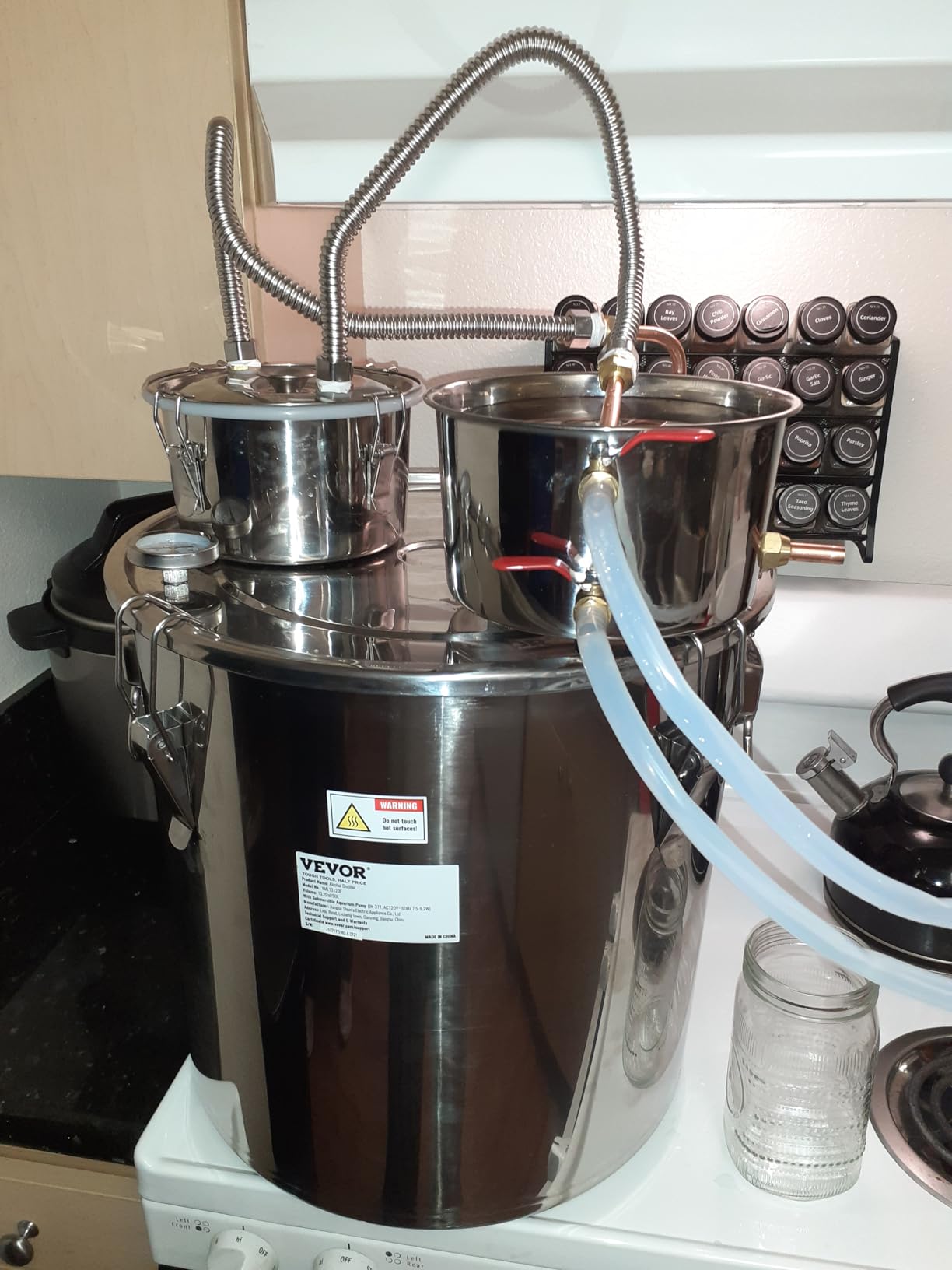 VEVOR Alcohol Still 8GAL/30L, Alcohol Distiller with Thumper Keg, Distillery Kit with Copper Tube & Build-in Thermometer & Water Pump customer photo 2