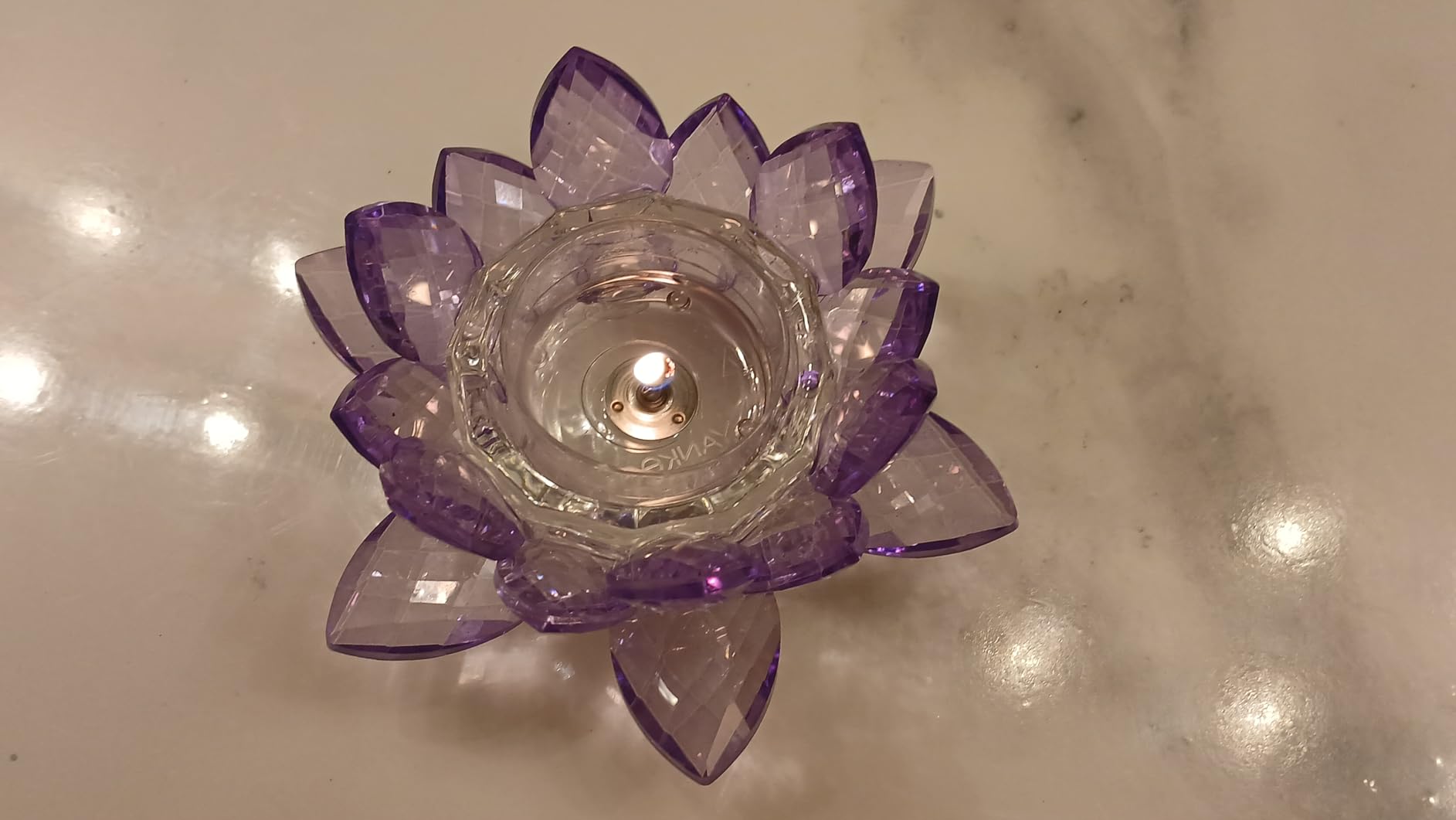 Crystal Lotus Flower Tealight Candle Holders/Glass Tea Light Candlestick Decor Decoration for Christmas Home Wedding Party (Gold 2pcs) customer photo 2