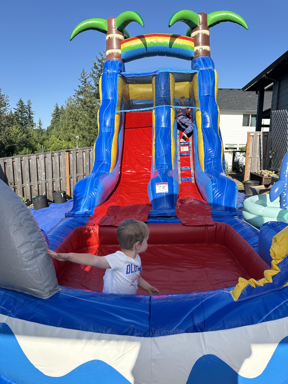 HeroKiddo 14'x 26'x15' Ocean Shark Inflatable Water Slide Bounce House with Detachable Pool, 100% Commercial Grade PVC Vinyl, Include Basketball Hoop & Blower, Wet Dry Combo for All Ages customer photo 2