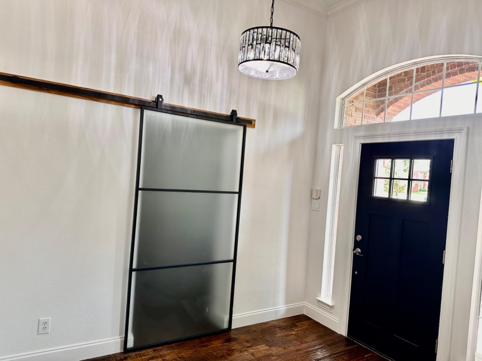 Barnsmith 30in x 84in Aluminum Glass Barn Door Panel - DIY Frosted Tempered Glass Door Slab - Easy Assembly customer photo 2