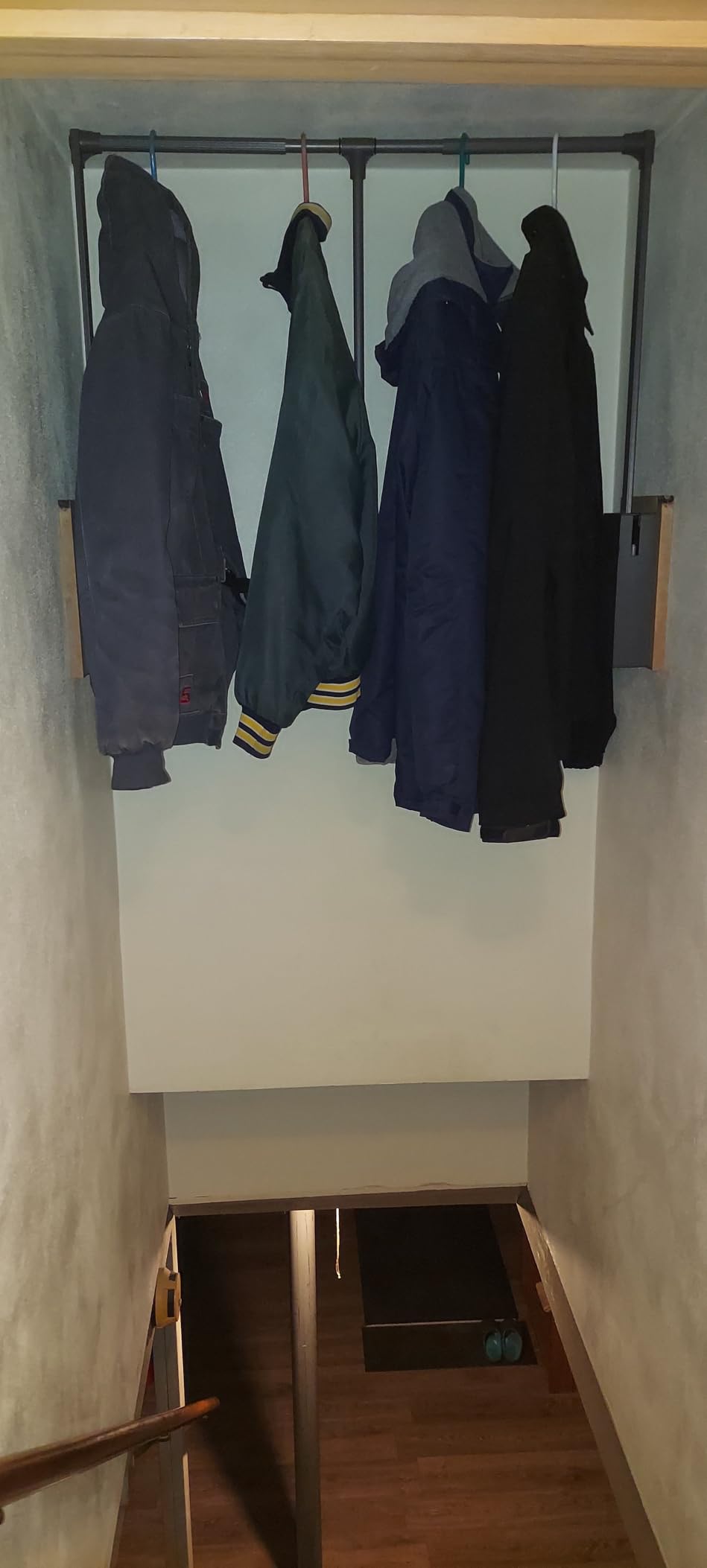 Pull Down Closet Rod for Hanging Clothes, Retractable Wardrobe Hanger for Cabinet Inside Width 21.6