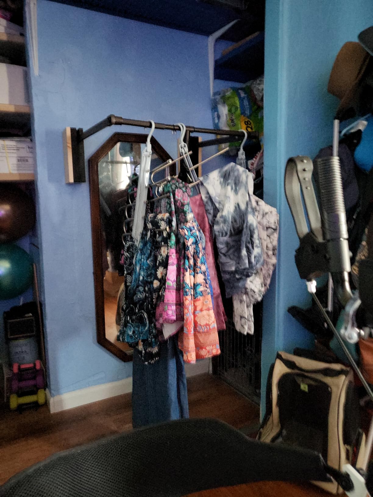Pull Down Closet Rod for Hanging Clothes, Retractable Wardrobe Hanger for Cabinet Inside Width 21.6