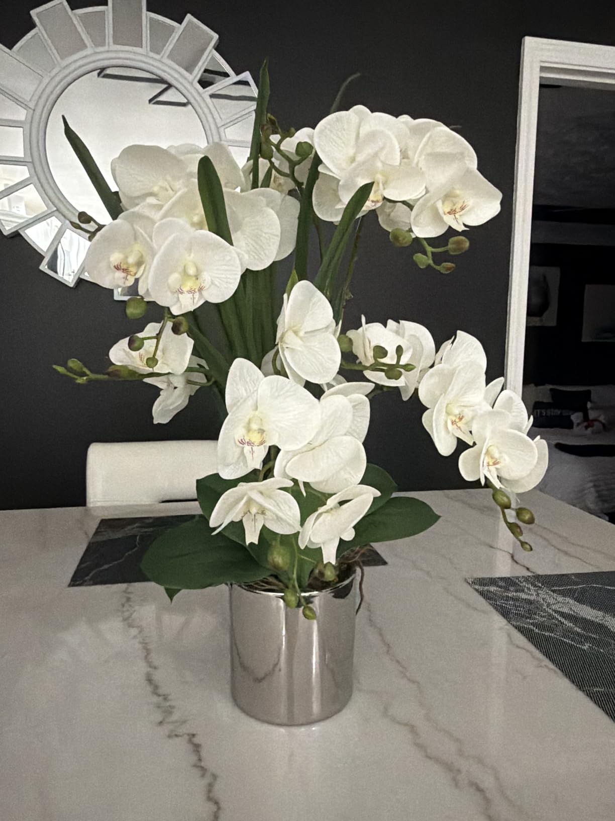 CXGS Artificial Orchid Flower Real Touch Faux Orchids in Ceramic Vase Large 22.9'' customer photo 2