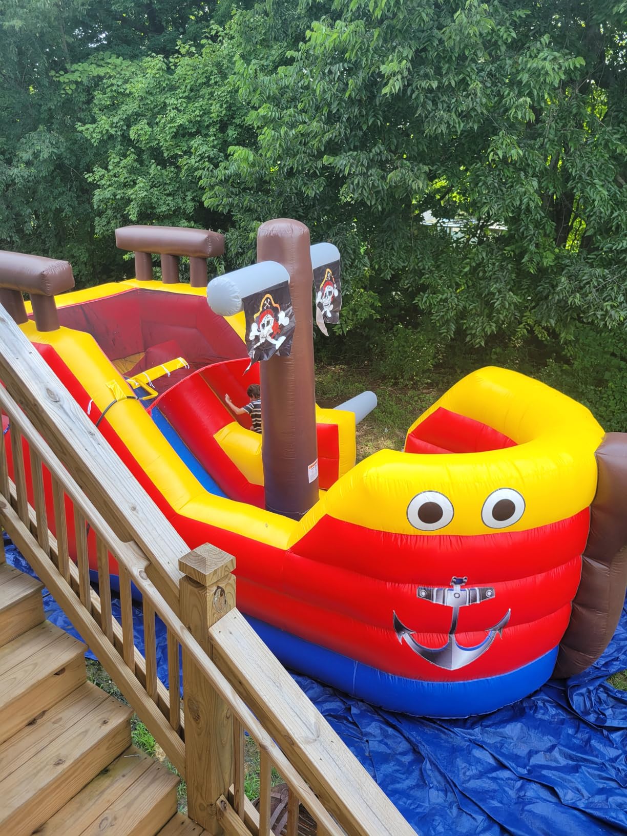 JumpOrange 12ft Safari Inflatable Water Slide with Pool- 20ft Long Commercial Grade 15oz PVC Vinyl, Wet or Dry Front Load Entry for Easy Supervision, Includes Blower, Backyard Fun, Home & Rental Use customer photo 2