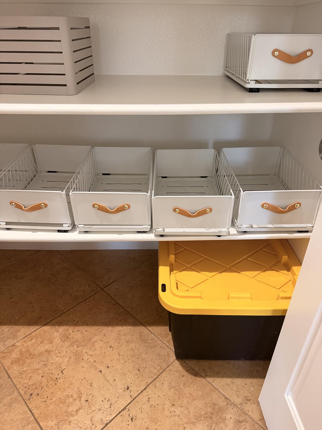 Pull out Cabinet Organizer,Heavy Duty Slide out Pantry Shelves Drawer Storage with Adhesive Nano Film,Sliding Mesh Cabinet Basket with Handle for Kitchen, Bathroom, Home, 11.8W