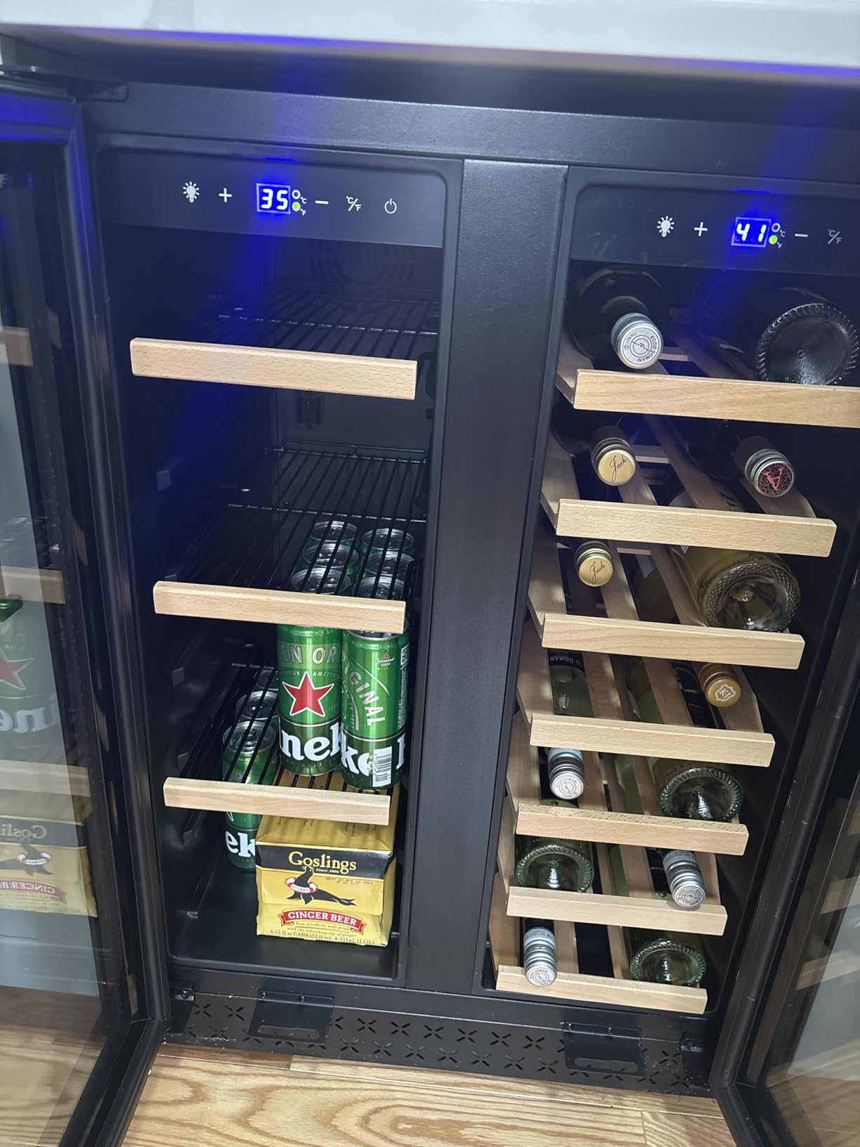 Wine Fridge Freestanding, 173 Bottles 24 Inch Wine Cooler Refrigerator, Tall Wine Fridge with Compressor Low Noise Fast Cooling, Wine Cellar with Upgraded Door Handle Sliding Rail Shelves, Black customer photo 1