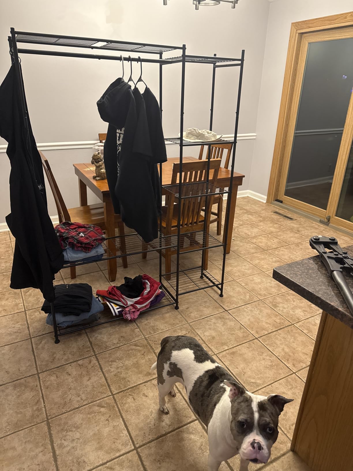 Wardrobe Closet,Portable Clothes Rack with 4 Tiers Shelves,Freestanding Closet Organizers and Storage System with Hanging Rods,Steel Clothing Rack Suitable for Cloakrooms,Bedrooms,Entrances,etc.Black customer photo 1
