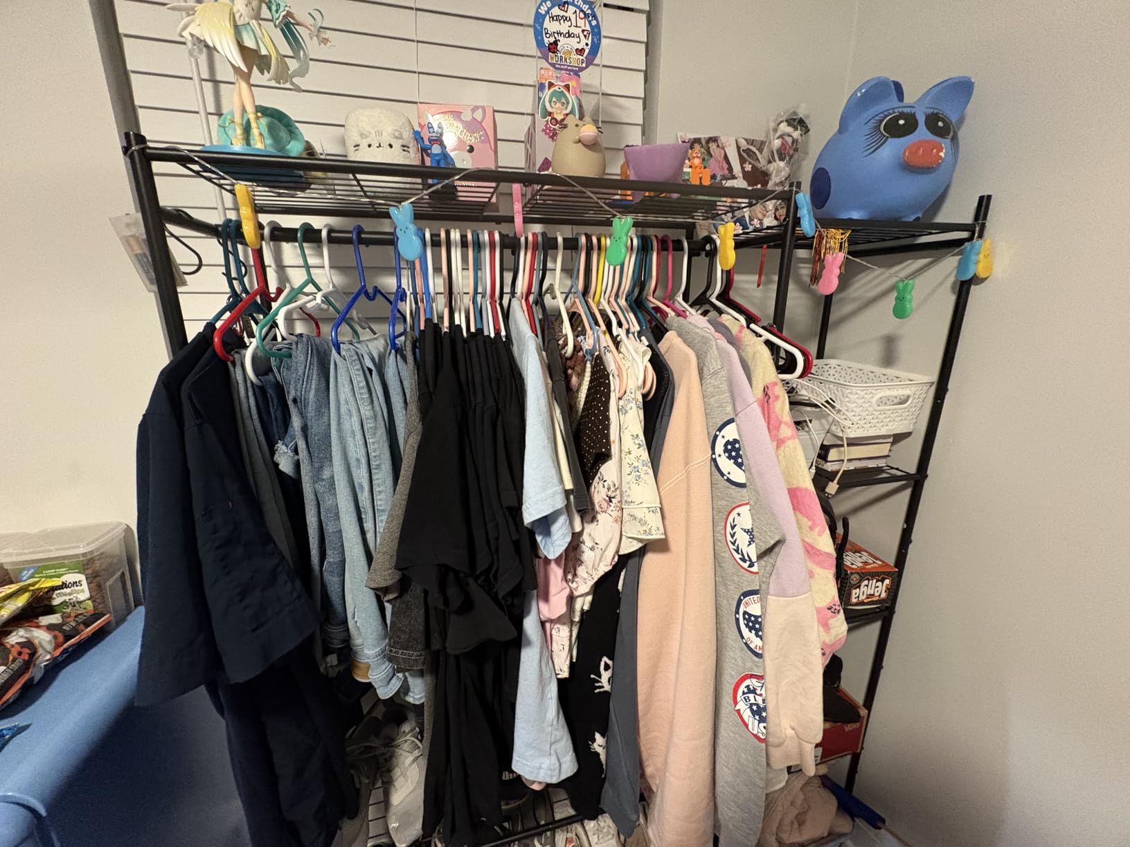 Wardrobe Closet,Portable Clothes Rack with 4 Tiers Shelves,Freestanding Closet Organizers and Storage System with Hanging Rods,Steel Clothing Rack Suitable for Cloakrooms,Bedrooms,Entrances,etc.Black customer photo 2