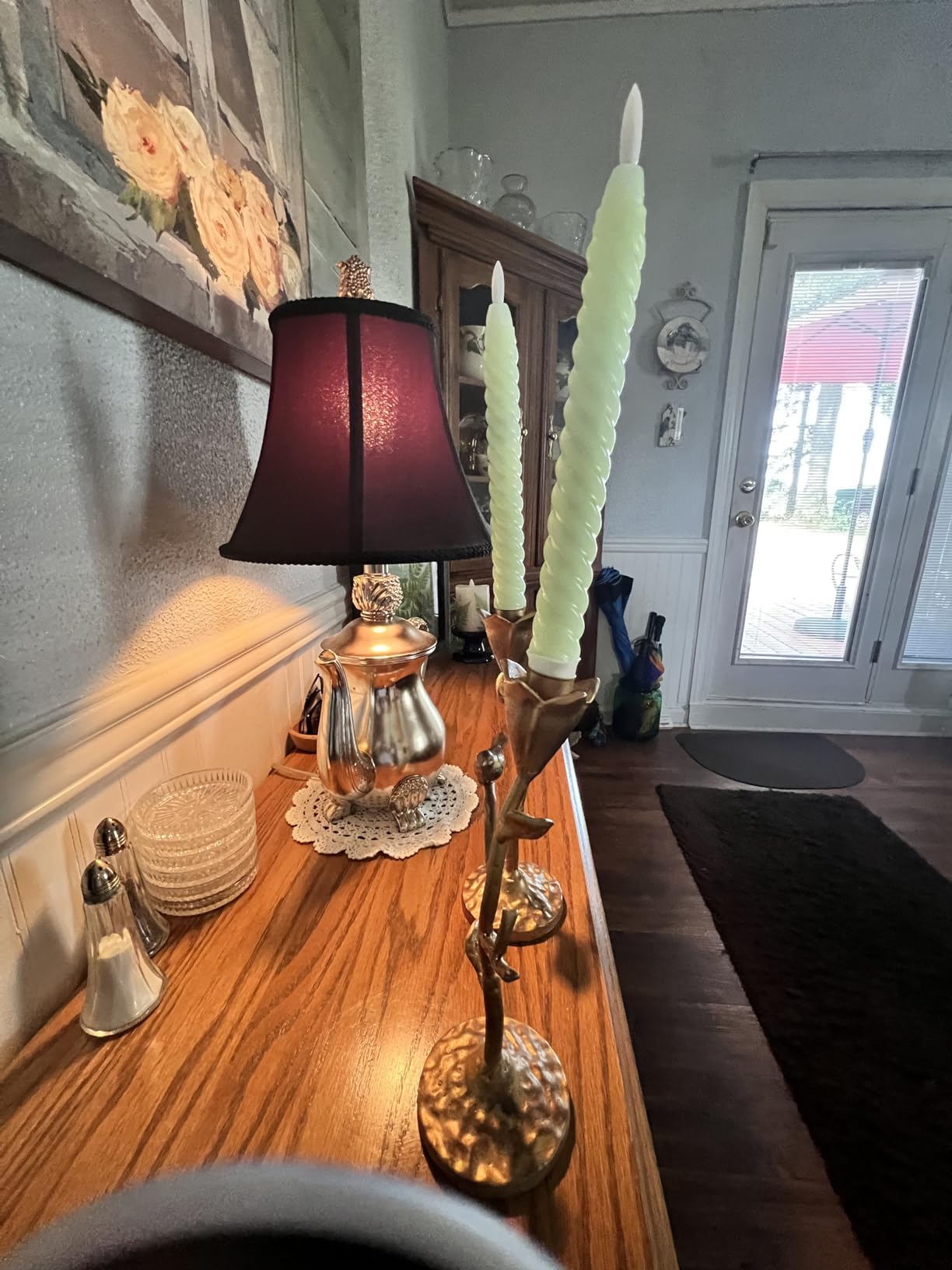 Creative Co-Op Hand-Forged Cast Iron Candelabra with Flowers and Bird, Gold customer photo 2