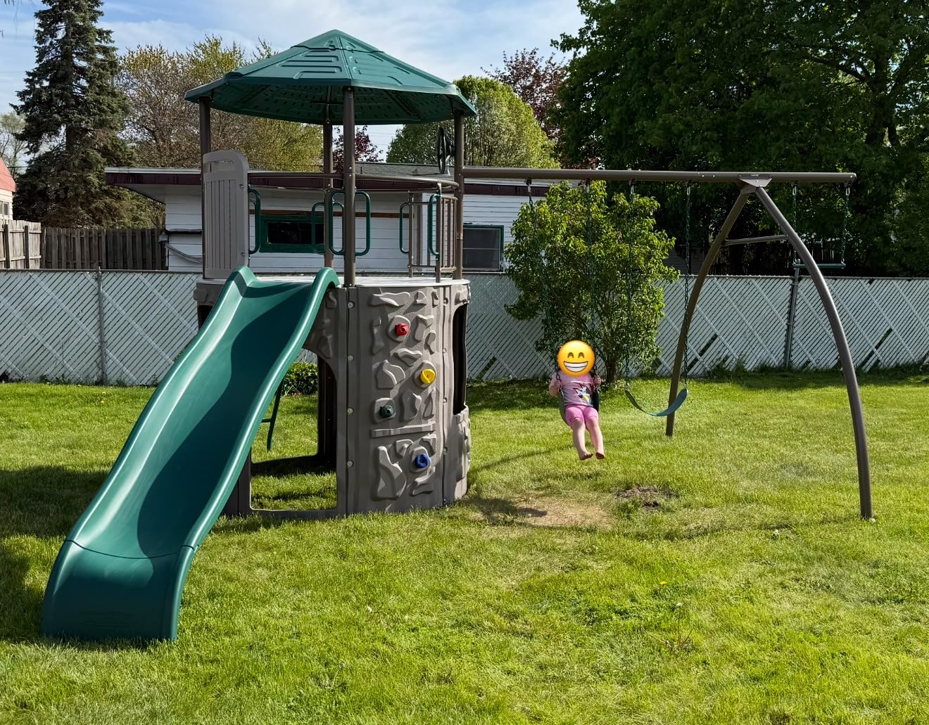 Lifetime Adventure Tower Swing Set Playset, Outdoor Clubhouse with Roof, 9-ft Slide, Climbing Walls, Trapeze Bar & Swings, UV-Protected HDPE & Steel, All-Weather Kids Playset customer photo 1