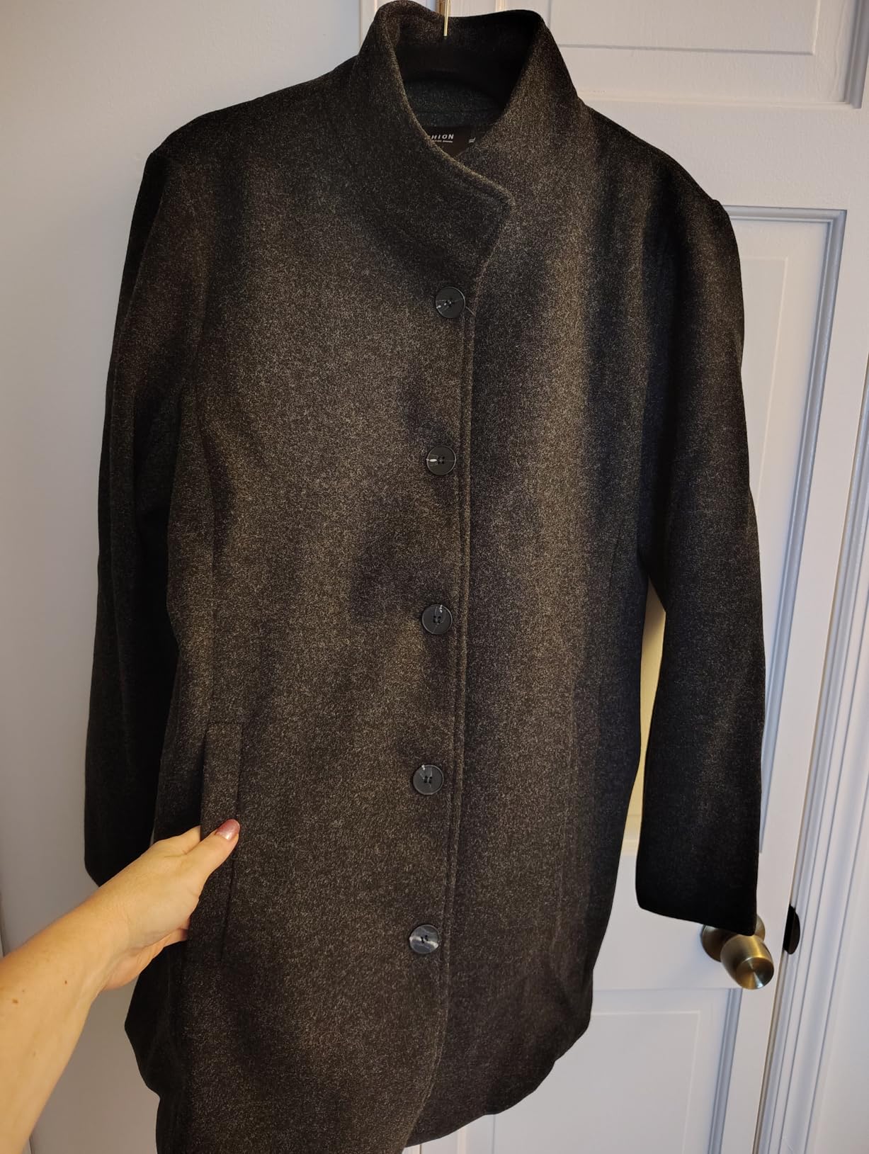 CHARTOU Women's Casual Thicken Wool Blend Stand Collar Single Breasted Pea Coat customer photo 1