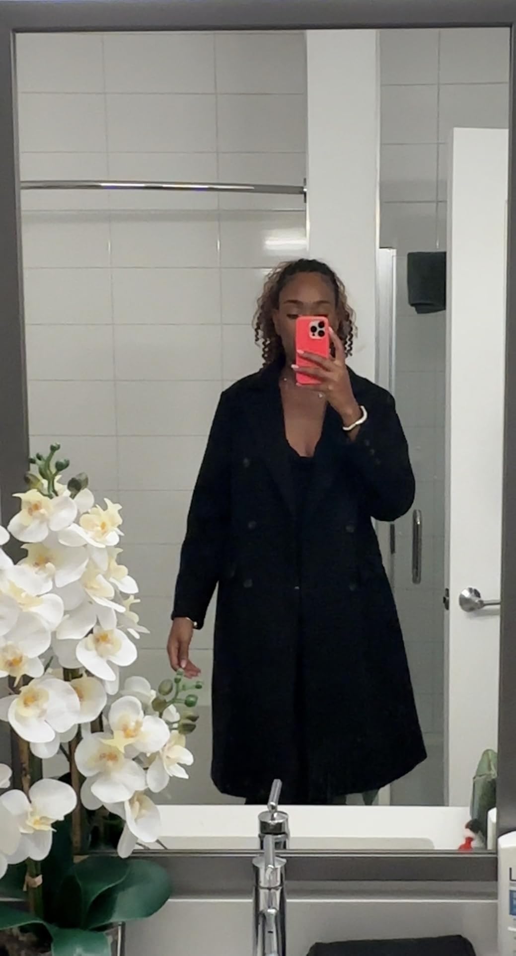 Womens Long Wool Coat Double Breasted Trench Coat Fall Winter Clothes customer photo 1