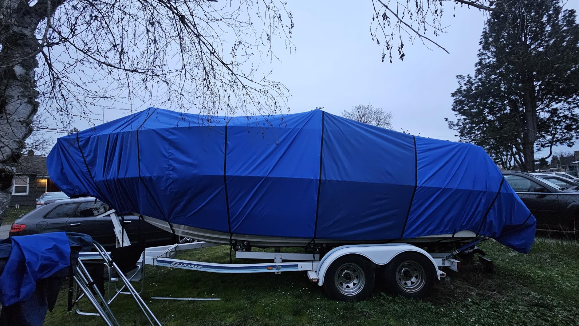 RVMasking Hard Top/T-Top Boat Cover, 1200D Partial Reinforced Waterproof Heavy Duty with Motor Cover for Center Console Boat with T TOP Roof, 24'-26' customer photo 1