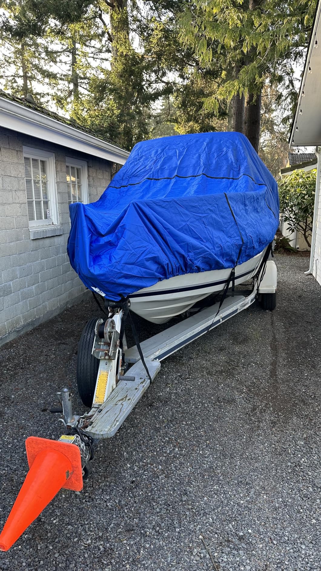 RVMasking Center Console Boat Cover 17-19ft with Motor Cover, 1200D Middle Reinforced Heavy Duty Waterproof Boat Cover, UV Resistant Marine Grade Fabric, Trailerable Center Console Boat Cover, Gray customer photo 1