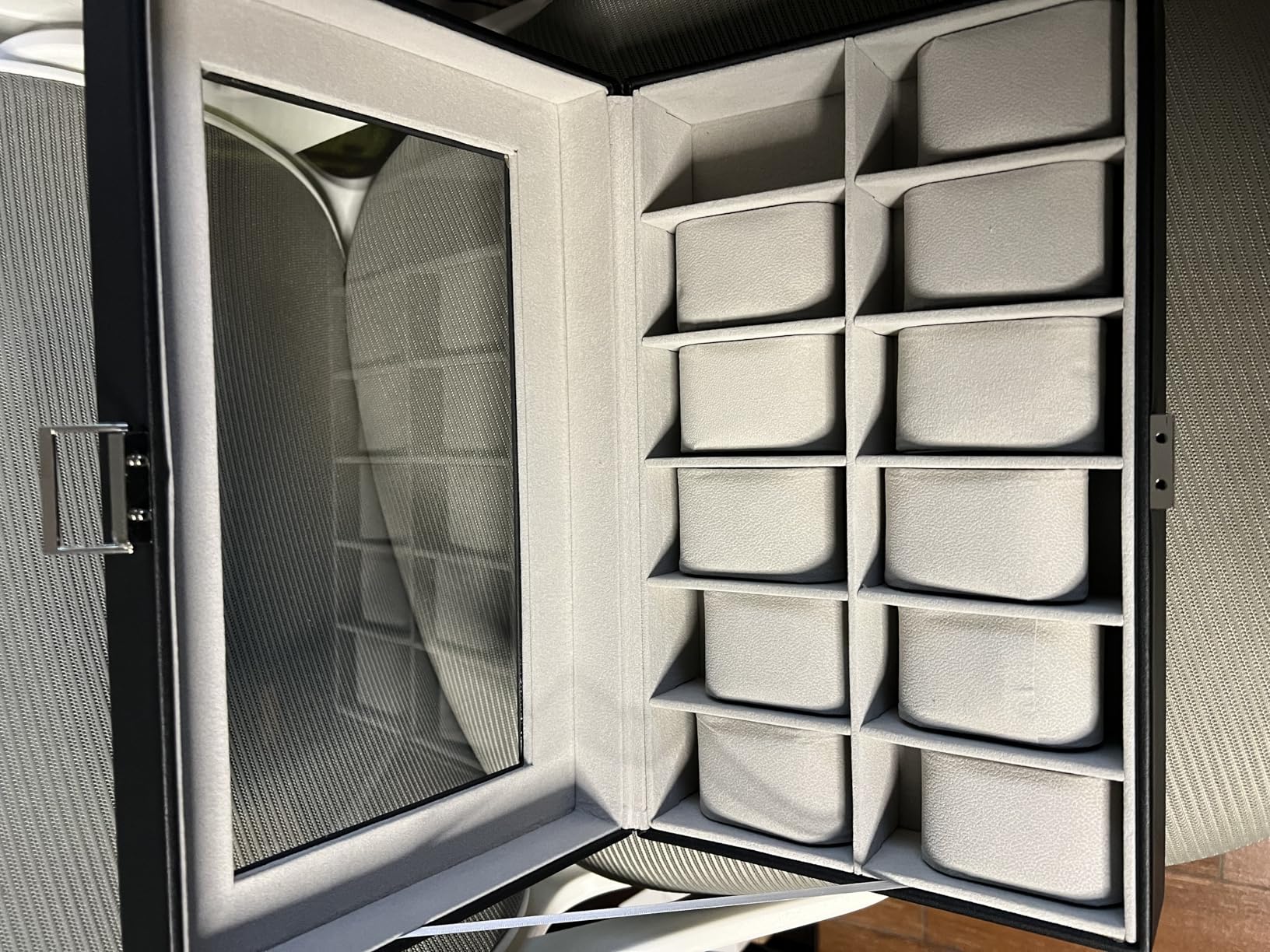 ProCase Watch Box Organizer, 12 Slot Watch Display Case With Glass Lid, Brown customer photo 1