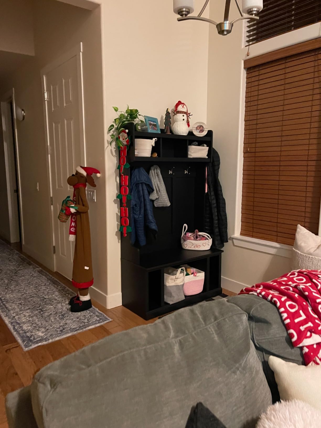 Bush Home Woodland 40W Hall Tree and Shoe Storage Bench with Shelves in White Washed Maple, Cubbies and Coat Hooks for Foyer, Mudroom or Entryway customer photo 1
