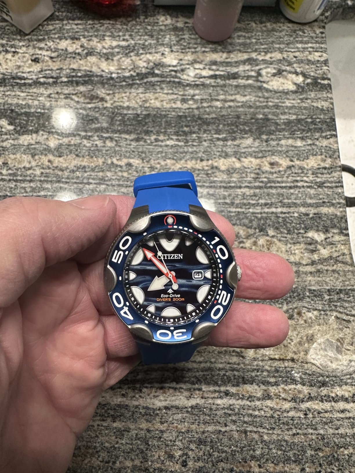 Citizen Promaster Dive Eco-Drive Orca Watch, Stainless Steel Case, Light Blue Polyurethane Strap, 3-Hand, ISO Compliant (Model: BN0238-02L) customer photo 1