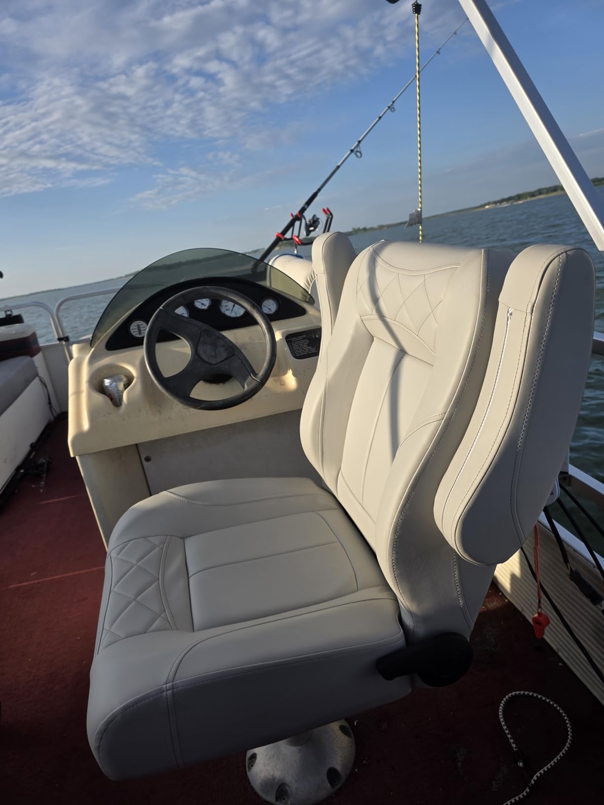 Premium Reclining Pontoon High Back & Low Back Captain's Chair Boat Bucket Seat with Removable Armrest customer photo 2