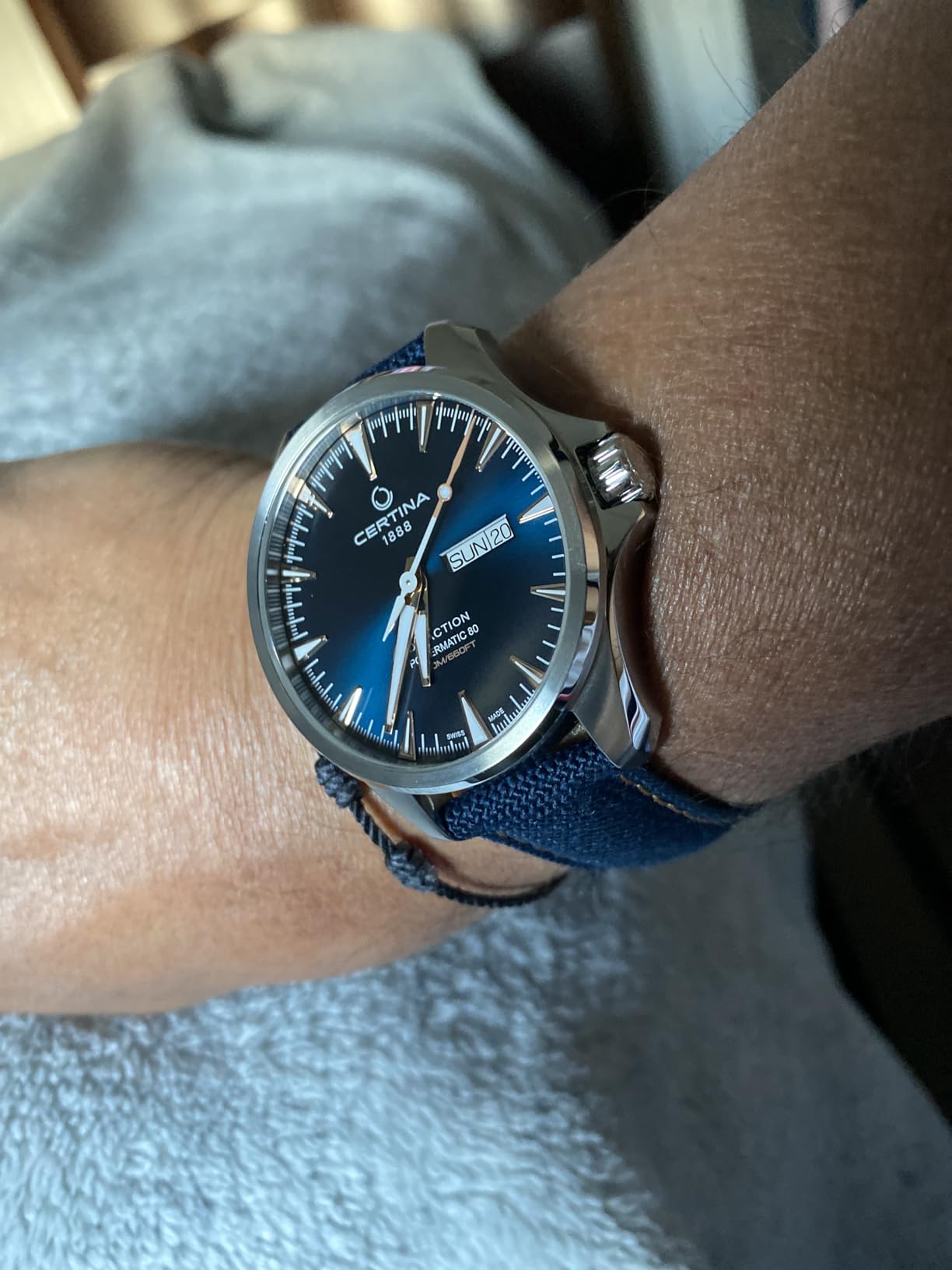 Certina DS Action Day-Date Powermatic 80, Stainless Steel, Swiss Automatic, Watch, Blue, Plastic, 20mm Lugs (C0324301804101) customer photo 2
