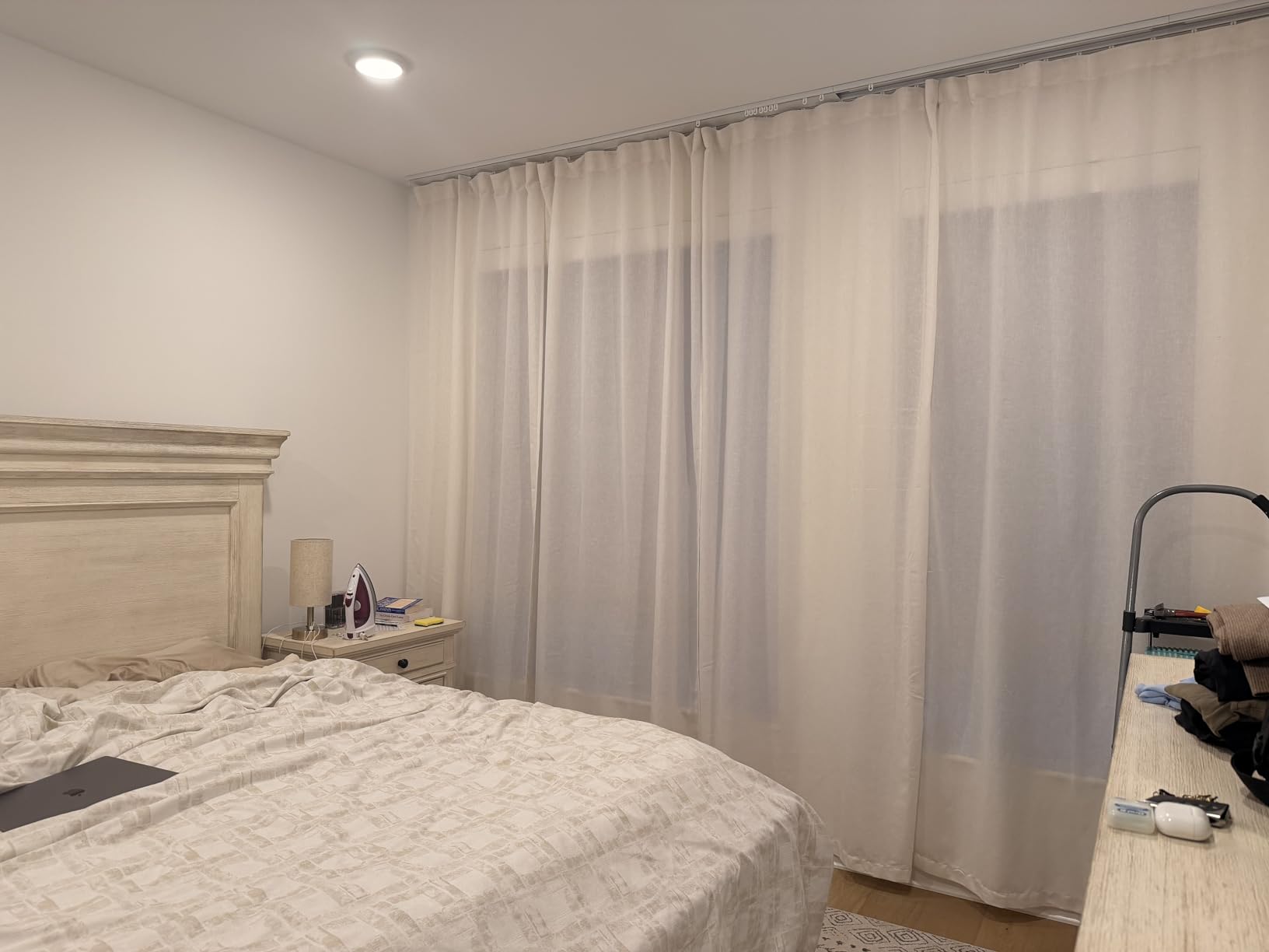 PANELSBURG Ceiling to Floor White 120 Inches Long Curtains for Living Room 2 Panels Set, Back Tab 10 FT Coastal White Linen Semi Sheer High Ceiling Curtain for Large Windows customer photo 1