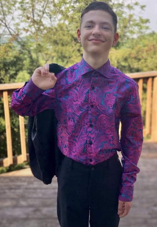 Mens 70s Disco Dress Shirts Paisley Long Sleeve Designer Outfit Floral Top for Dance Party Casual customer photo 1